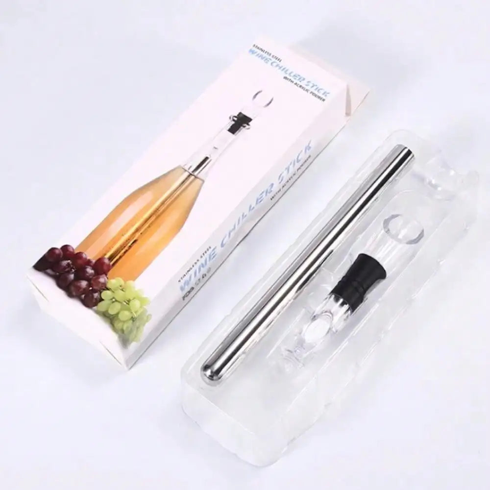 1 Stainless Steel Wine Cooling Rod Black Handle Sparkling Tool Qme 1pc