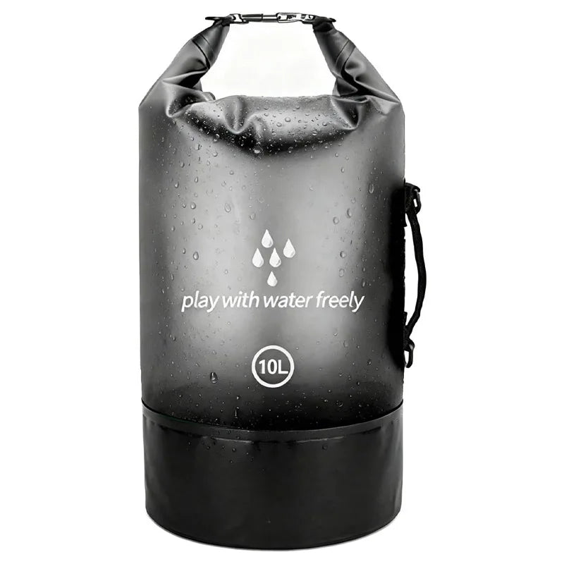 Men's and women's waterproof dry bag, 10L roll top lightweight small storage bag camping, hiking, and beach accessories backpack Qme black