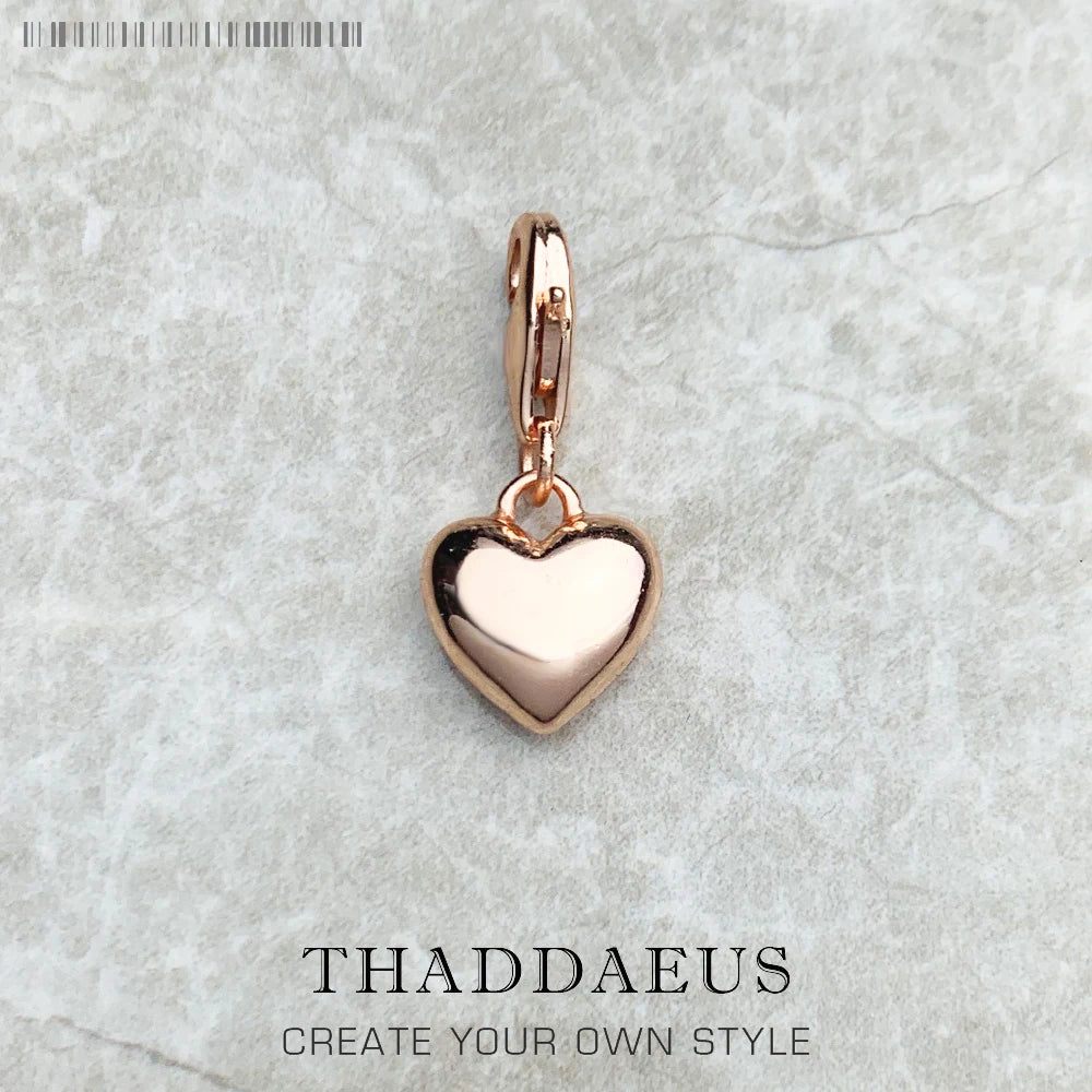 Rose Gold Color Heart Pendants Charm 925 Sterling Silver Women Jewelry Winter New Romantic Gift Qme Lobster Clasp