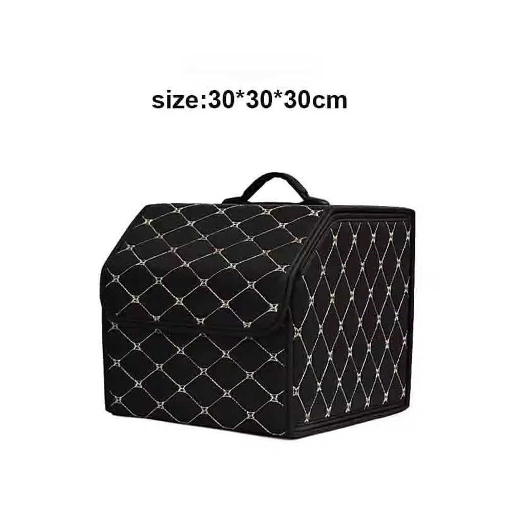Foldable Car Trunk Storage Box Collapsible Vehicle Rear Organizer for Cargo Space Saving Decorative Trunk Accessory Qme Gold S