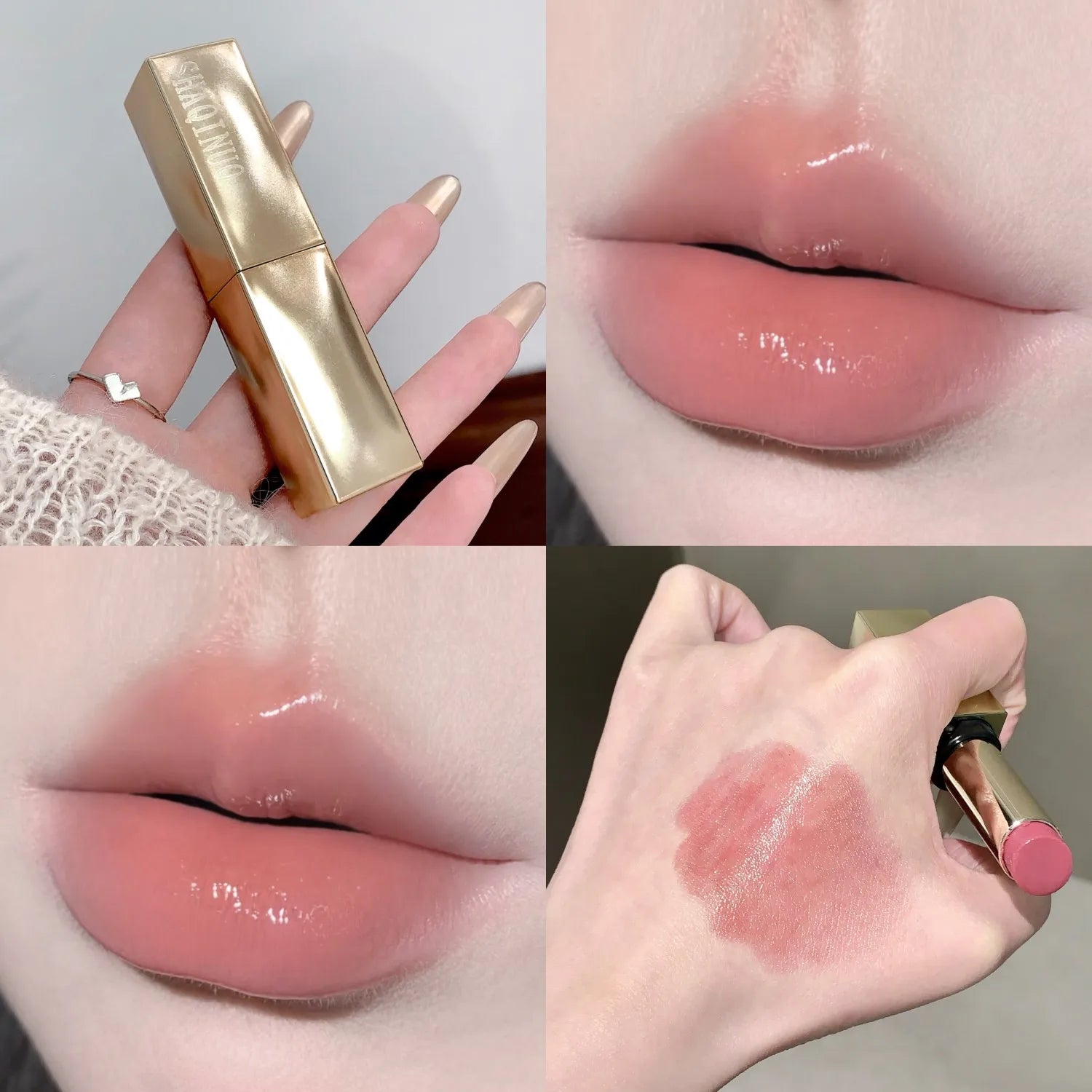 SHAQINUO Solid Lip Gloss Silky Glossy Luxurious Gold Lipstick Qme S9159-02