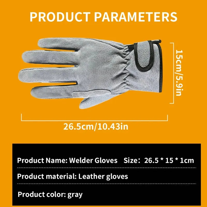 1PCS Unisex Welding Gloves Summer Heat Resistant Short Safety Work Cotton Gloves for Handling Qme