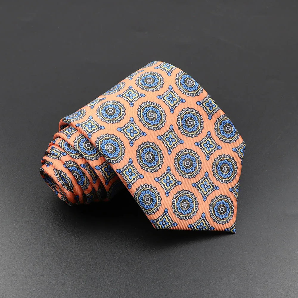 Men's Fashion Silk Tie Soft Novelty Necktie Blue Green Orange Ties