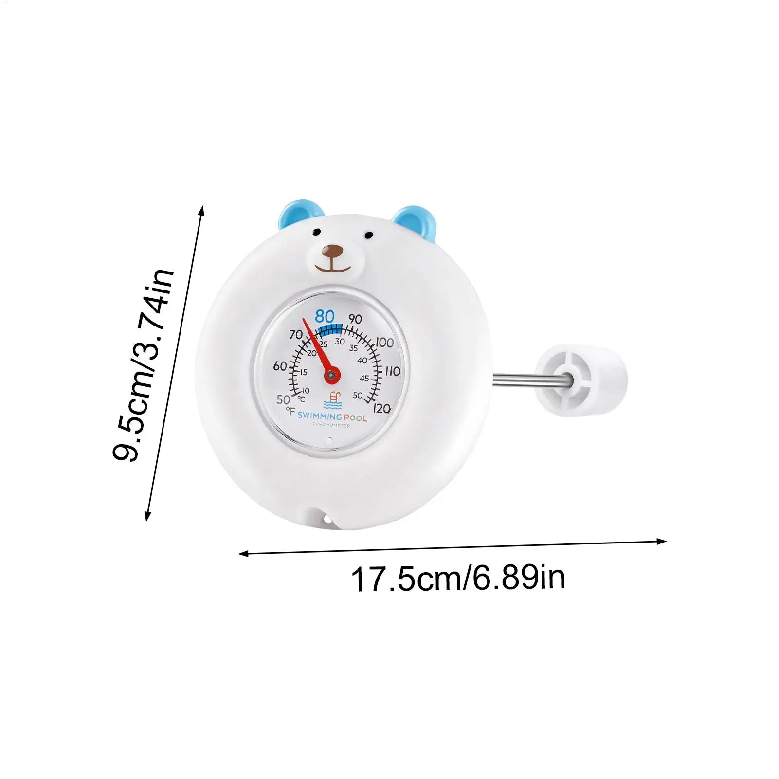 Pool Temperature Gauge Floating Cute Bear Floating Large Easy Read Gauge with String Kids Pool Accessories for Lake Beach Qme