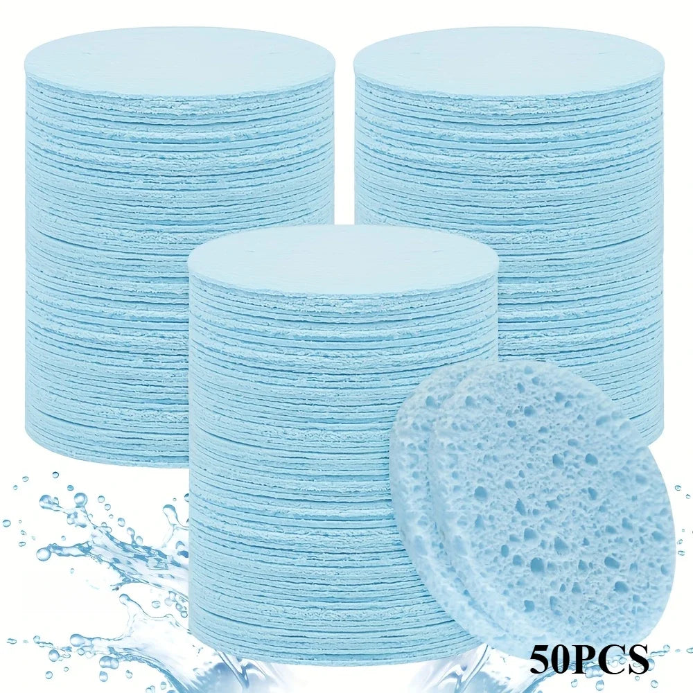50/20/10PCS Compressed Facial Sponge Cosmetic Hydrotherapy Sponge Suitable for Daily Cleansing, Makeup Removal, and Exfoliation Qme Blue 50PCS