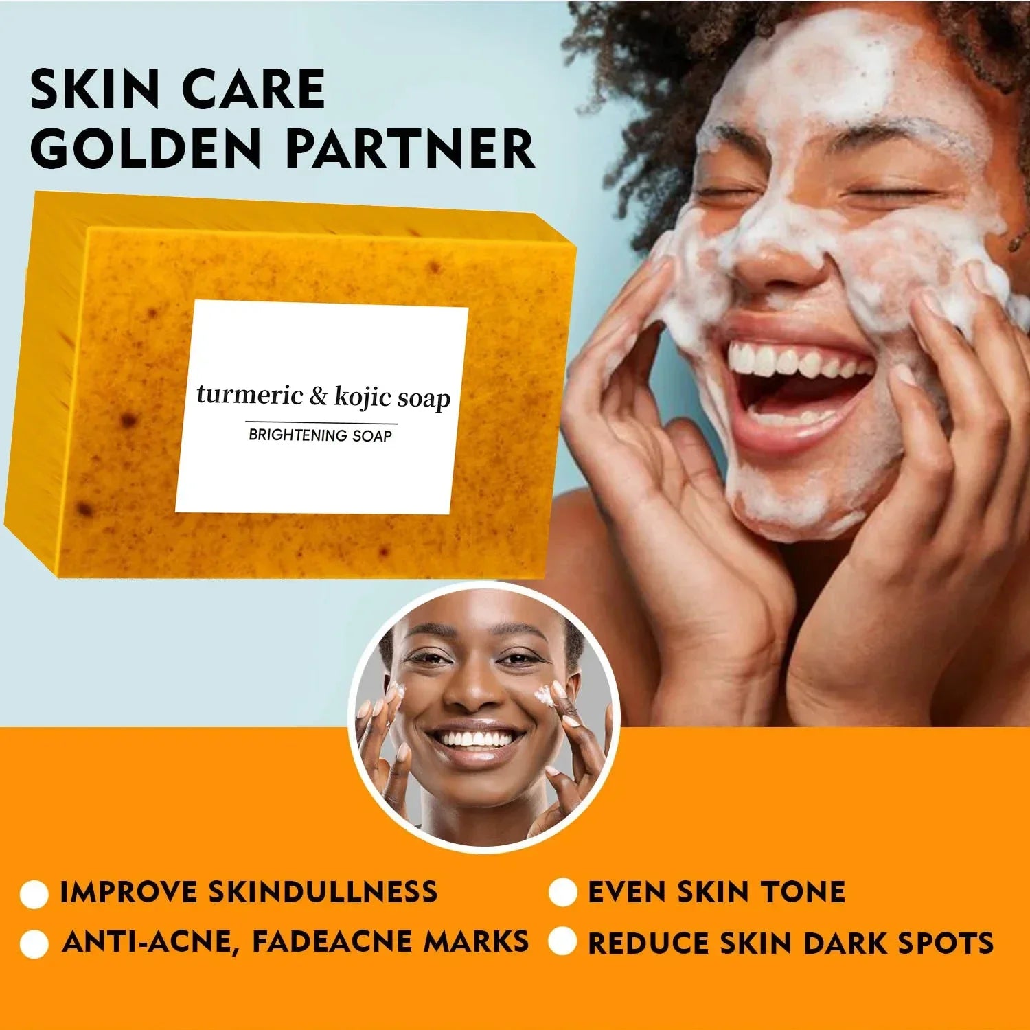 Turmeric Kojic Acid Glow Soap Dark Spot Acne Removal Even Skin Tone Mositen Smooth Skin Deep Cleansing Handmade Soap Qme Default Title