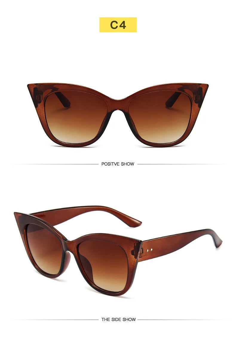 Cat Eye Fashion Sunglasses Woman Vintage Luxury Brand Designer Black Glasses Sun Glasses for Female UV400 Eyewear Shades Qme