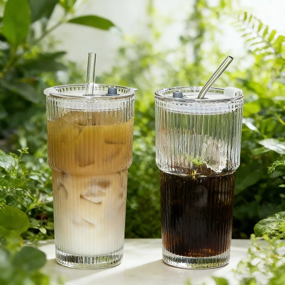 Large Capacity Cup Aesthetic Coffee Lid Water Simple Straw Vertical Qme