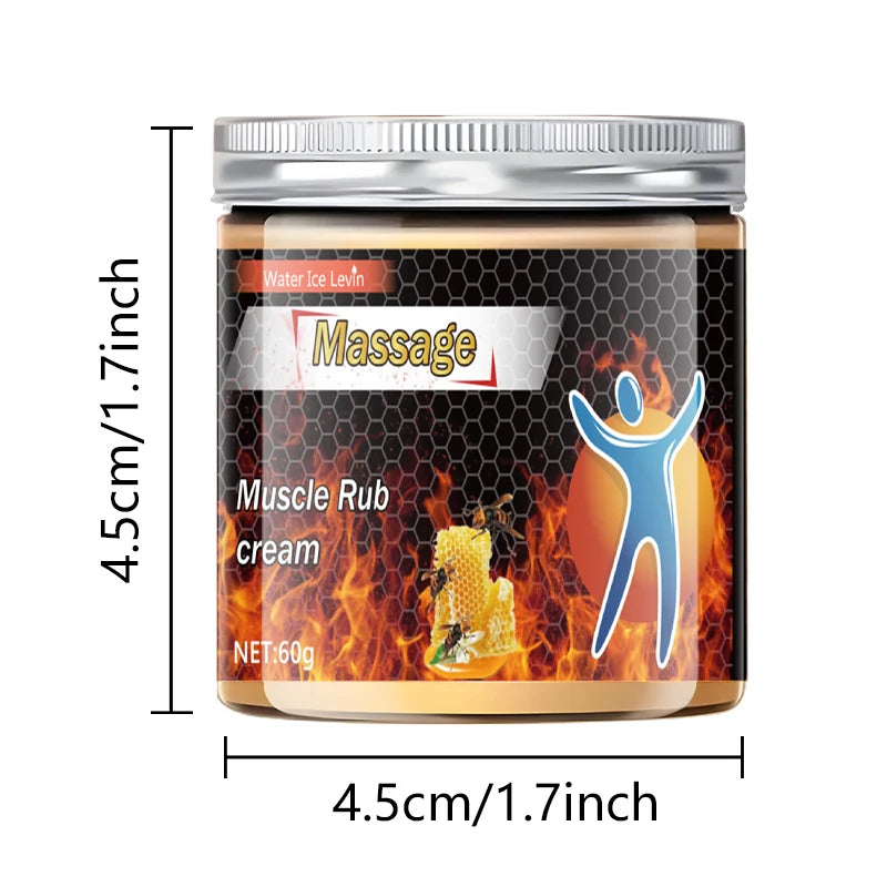 Bee Venom Muscle Rub Cream - Moisturizing Massage Cream for Athletes, Fragrance-Free, All Light Beige Shades, 60g, Honeycomb Design Enhances Hydration Qme