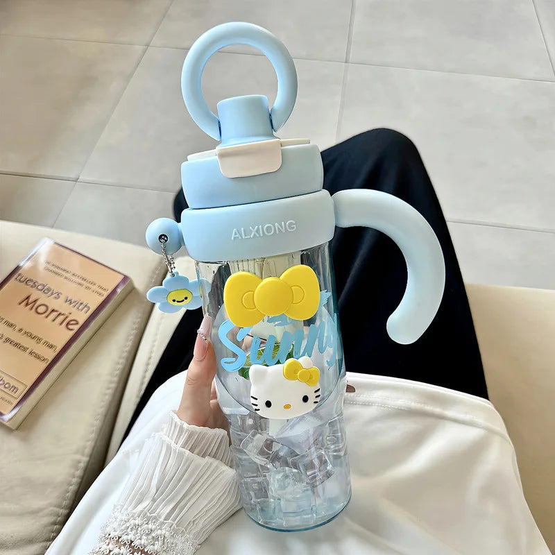 Hello Kitty Plastic Cup Stylish Straw Cup for Girls Extra-Large Summer Capacity Tea Cup and Kettle for Home and Office Use Qme
