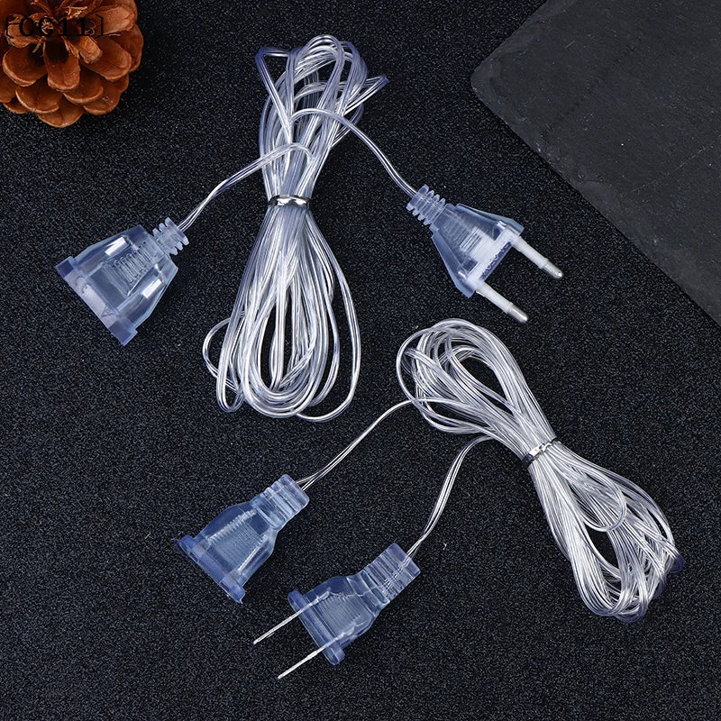 3M 5M EU US Plug Extender Wire Light String Extension Cable Standard Qme
