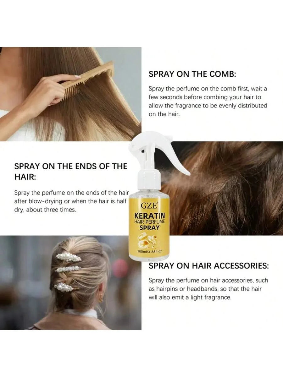 GZE Keratin Hair Perfume Spray Mist Refreshing Spray For Hair & Body Long Lasting Moisturizing For Soft Silky Straightening Hair Qme