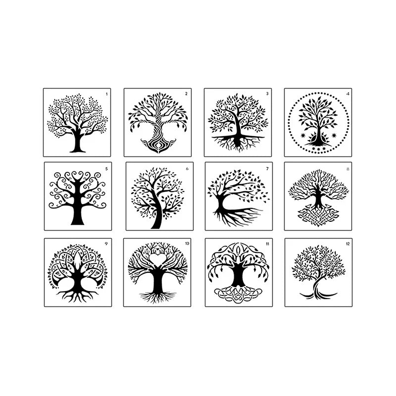 Reusable Tree Stencils Life Stencil Painting Wood Airbrush Drawing Qme
