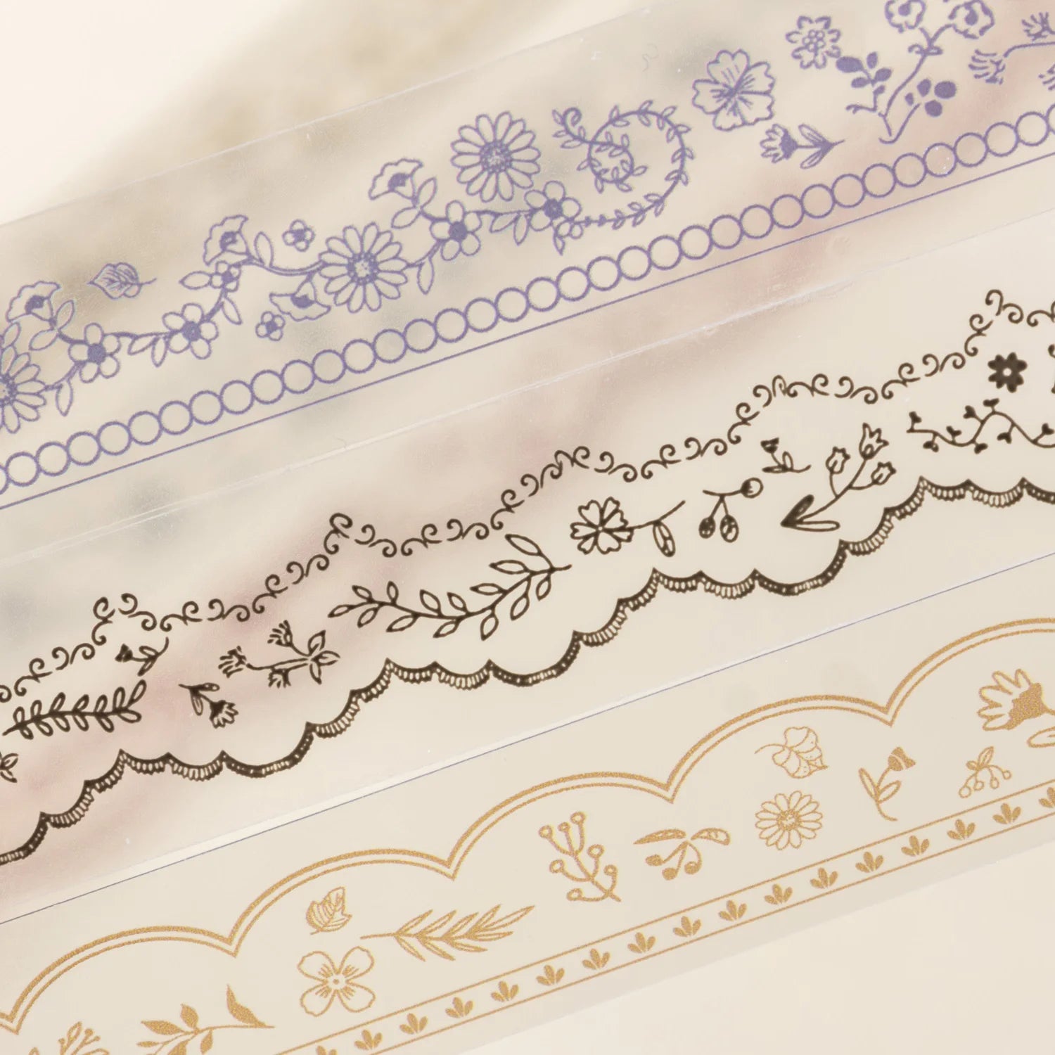 1 Roll Floral Lace Border Theme PET Decorative Washi Tape for DIY Journal, Photo Frame Collage, Scrapbook Material Qme