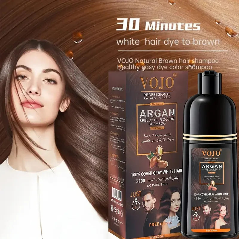Unisex Adult Black Brown Hair Dye Shampoo Foam Plant-based Not Damage Qme