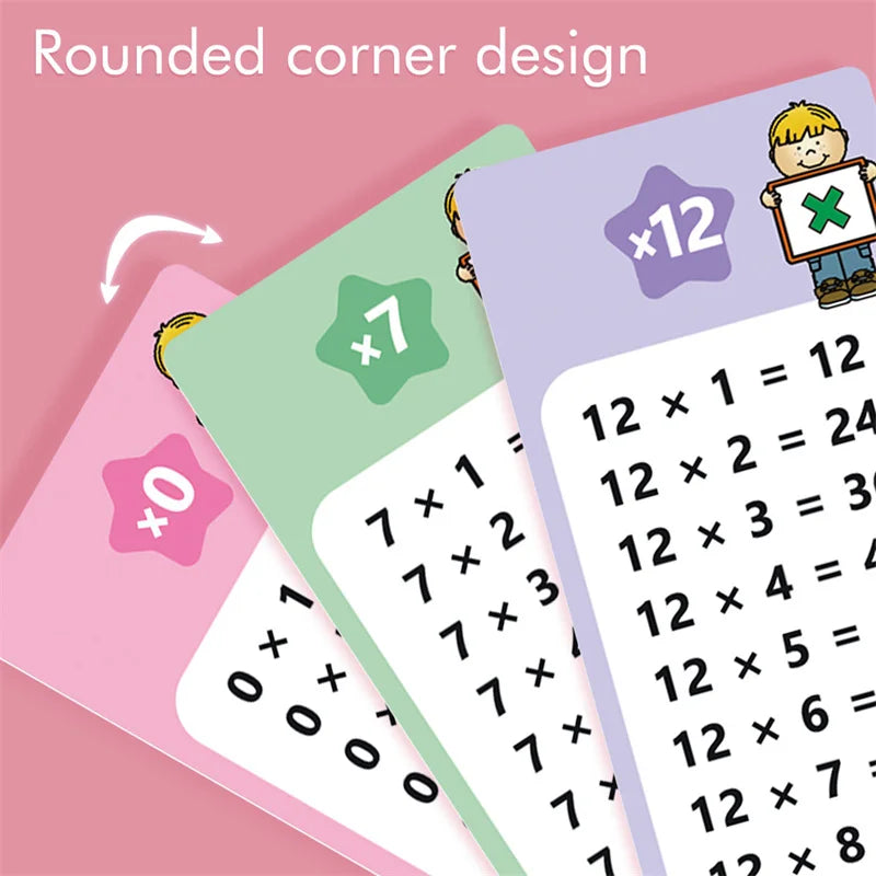 0-12 Multiplication Charts Times Table Cards Self Check Math Learning Qme