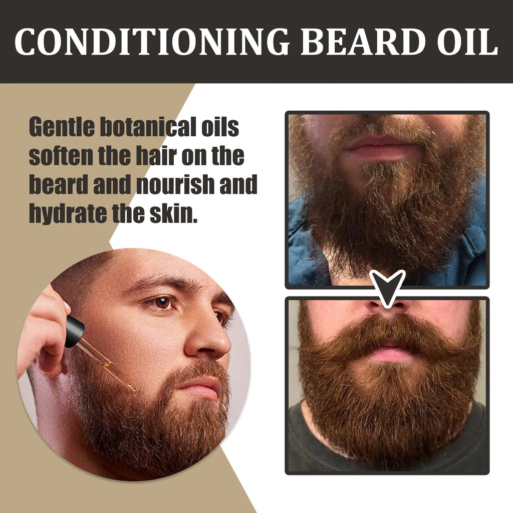 30ml Facial Hair Beard Growth Oil Serum For Men's Thick Soft Smooth Beard Oil Natural Moisturizing Beard Grooming Oil Beard Care Qme