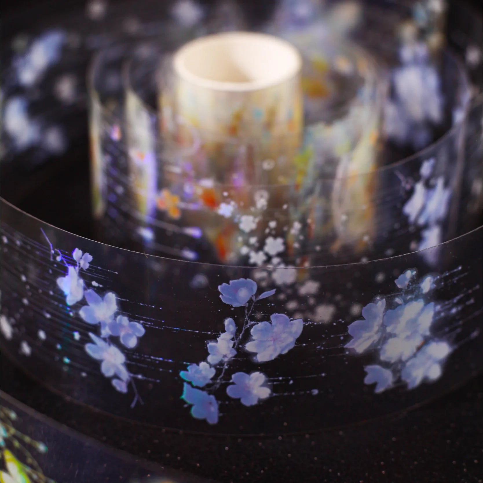1 Roll Holographic Iridescent Fringe Rainy Night Washi Tape for Journal DIY Frame Scrapbook Decorate Laptop Phone Qme