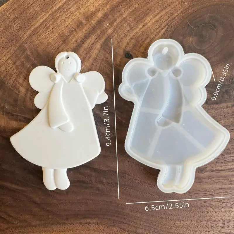 1Pcs Christmas Tree Hanging Ornament Plaster Concrete Resin Mould DIY Angel Love Girl Silicone Mold Girl Craft Supplies Qme A5
