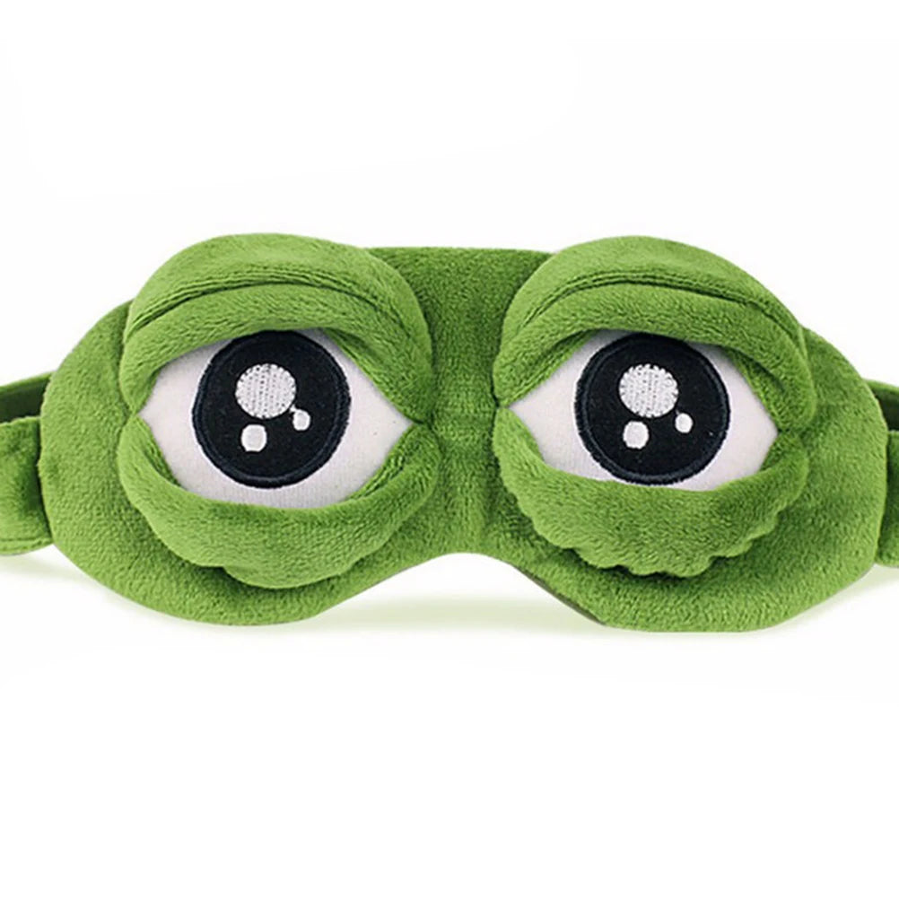 3D Sad Frog Sleep Mask Natural Eye Travel Sun-blocking Soft Portable Qme