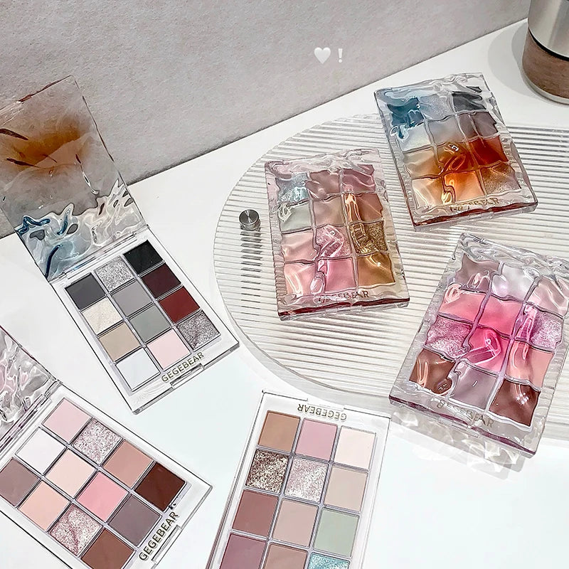 12-color Eyeshadow Palette Gege Bear Matte Pearlescent Earth Sequin Qme