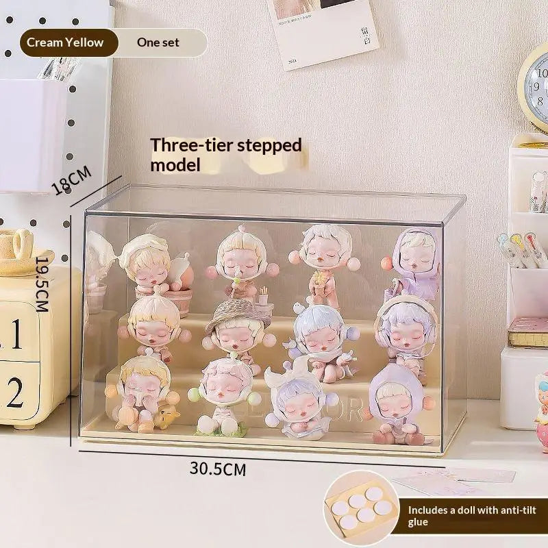 Storage Box Stackable Dustproof Rack Acrylic Doll Collectible Display Qme F