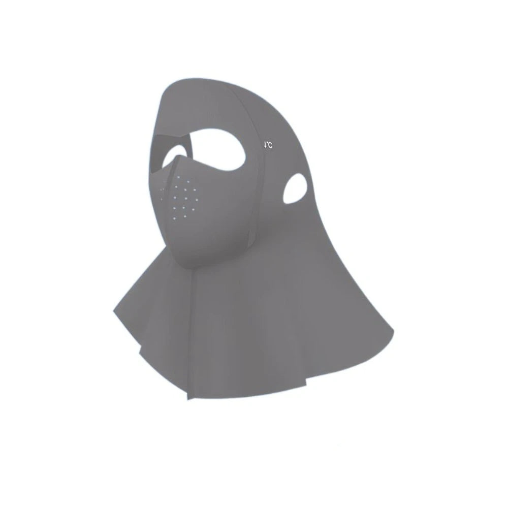 Fashion Summer Full-face Sunscreen Veil Anti UV UPF 50+ Ice Silk Face Qme Dark Grey