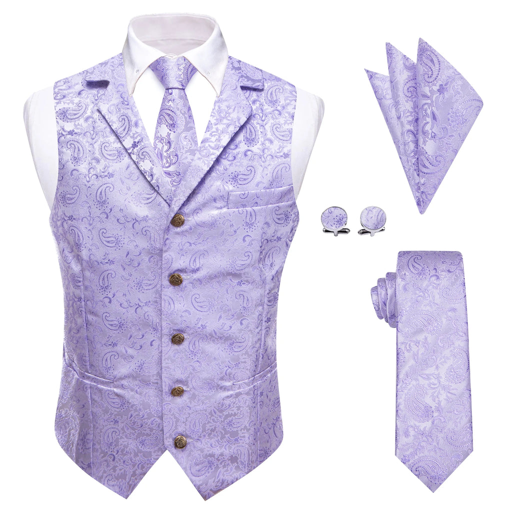 Mens Light Purple Mint Green Paisley Tie Hanky Cufflinks Suit Qme MJTZ9060 XXXL