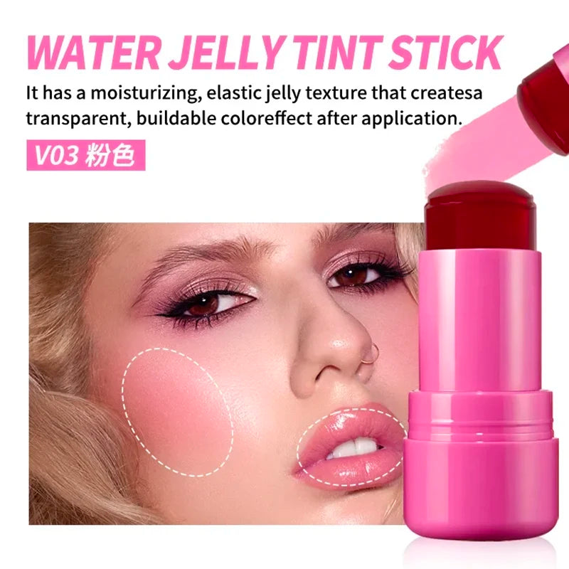 4 Colors Jelly Blush Stick Lip Balm Eyeshadow 3-in-1 Multi-use Matte Qme 03