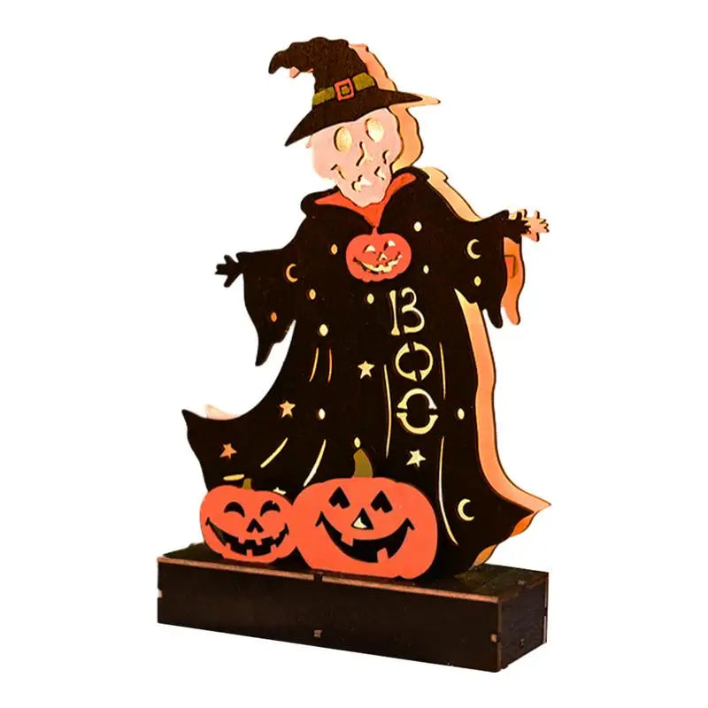 Haunted House Figurine Halloween Themed Table Topper Wooden Spooky Qme