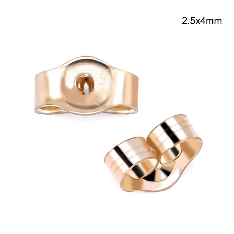 A Pair 14k Gold Filled Earrings Back Stopper Ear Stud 5Size Ear Post Nuts For DIY Earrings Stud Pin Caps Jewelry Making Supplies Qme 2.5x4mm-a pair