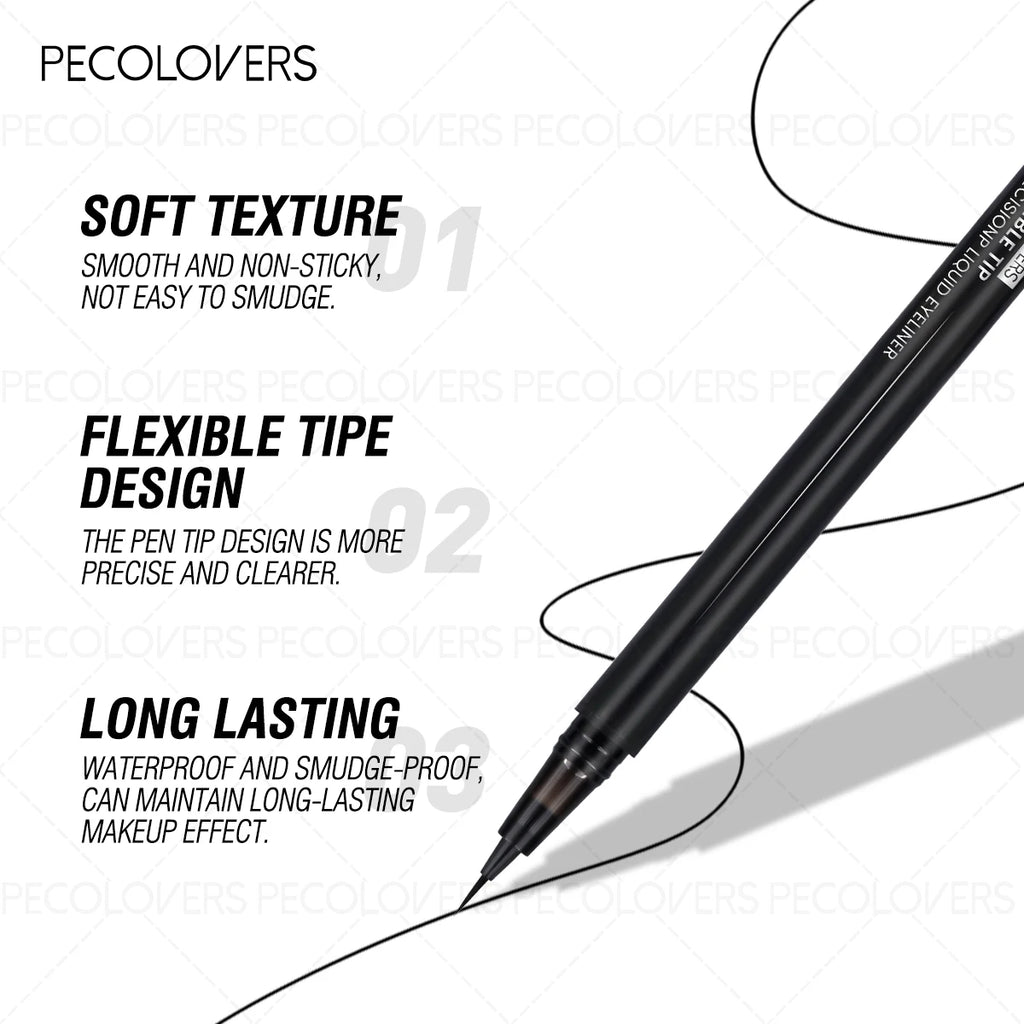 Black Liquid Eyeliner Accuracy Soft Texture Flexible Tip Design Qme