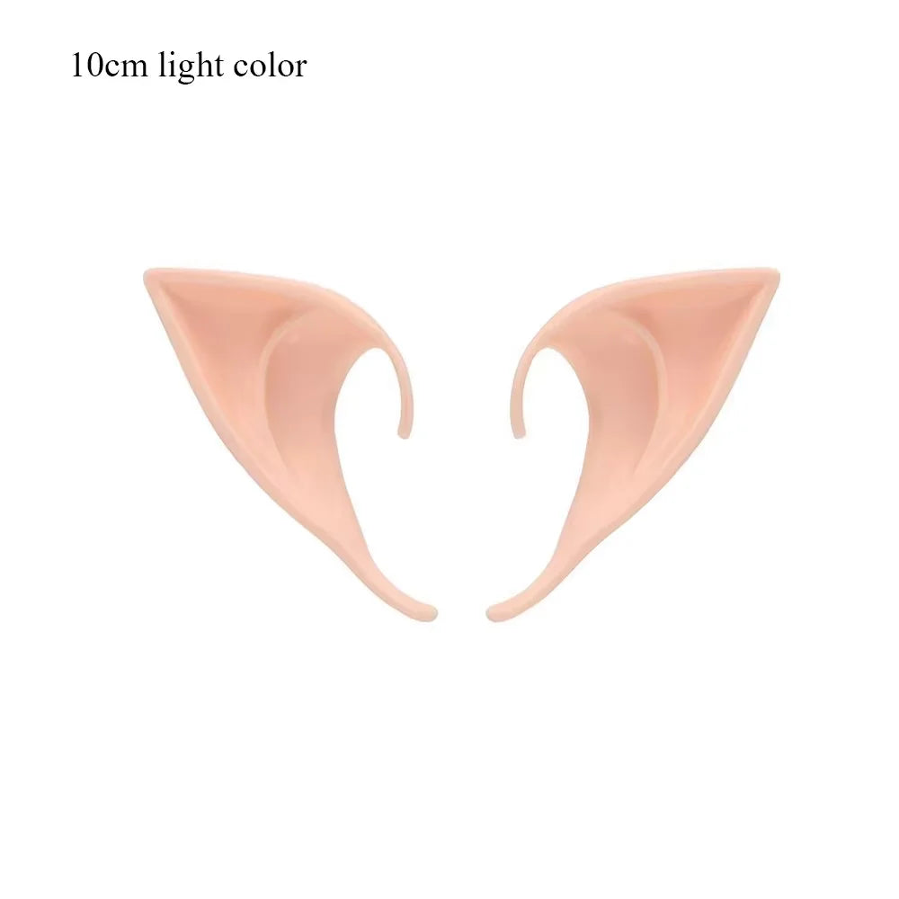 1Pair Of Halloween Elf Ears Masquerade Ball Avatar Pointed Ears Party Props Fairy Monster False Ears Qme 10cm-Light color