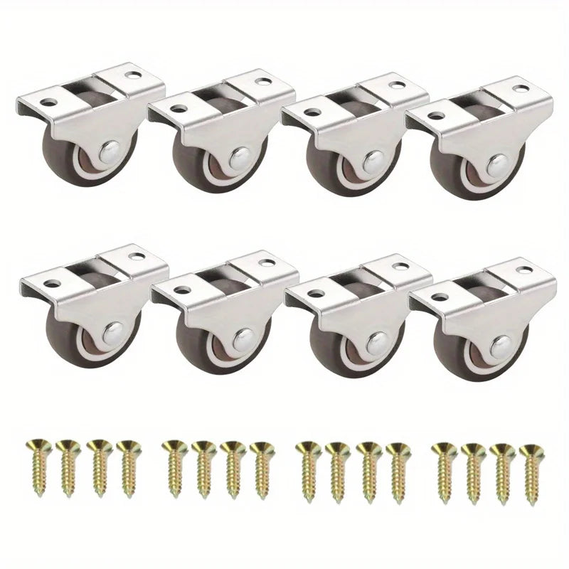 Fixed Caster Wheels, Heavy Duty Rubber Furniture Casters with Screws Qme 8pcs
