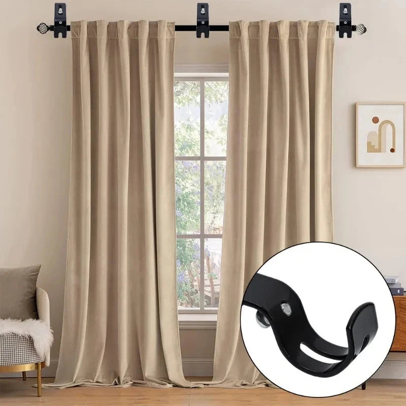 Wall-mounted Curtain Rod Support Extendable Metal Roman Pole Bracket Qme