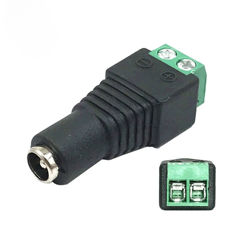 100pcs DC Male Female Connector DC12V 2.1mm X 5.5mm DC Power Plug Adapter Connector for CCTV Cameras LED Strp Qme 100 female