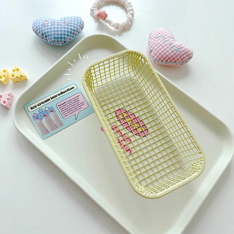 Metal Sundries Organizer Basket Photocard Caseoffice Stationery Home Qme Yellow