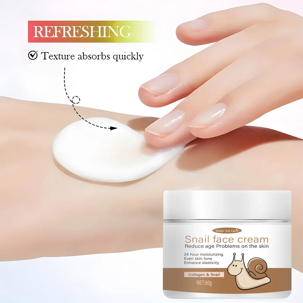 Snail Face Cream with Collagen & Retinol - 24H Moisturizing, Evens Skin Tone & Boosts Elasticity, Reduces Signs of Aging Qme