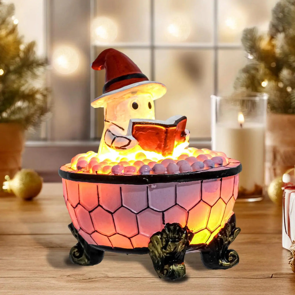 Ghost Lamp Bathtub Reading Book Decoration Figurine Ghost Nightlight For Pathway Bedroom Kitchen Office Home House Window Qme