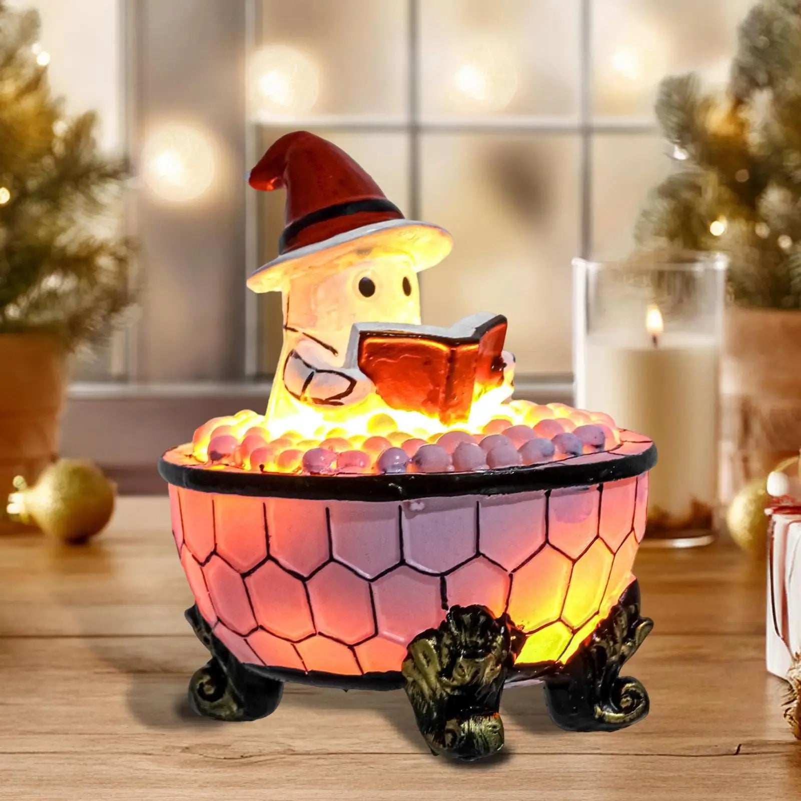 Ghost Lamp Bathtub Reading Book Decoration Figurine Ghost Nightlight For Pathway Bedroom Kitchen Office Home House Window Qme