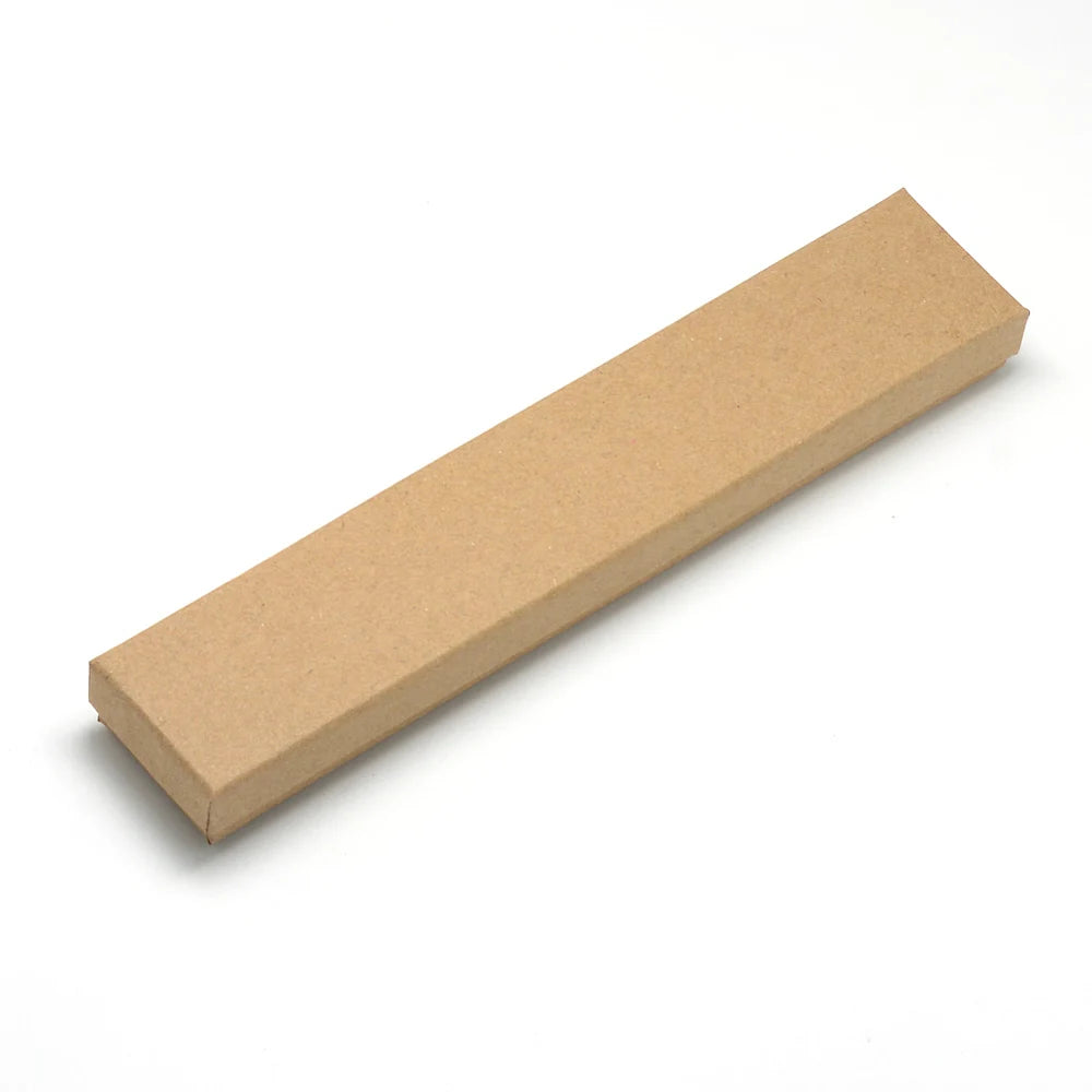 12pcs Tan/Black Color Rectangle Cardboard Jewelry Gift Box, 21x4x2cm with Sponge Insert for Bracelet Necklace Earring Packaging Qme