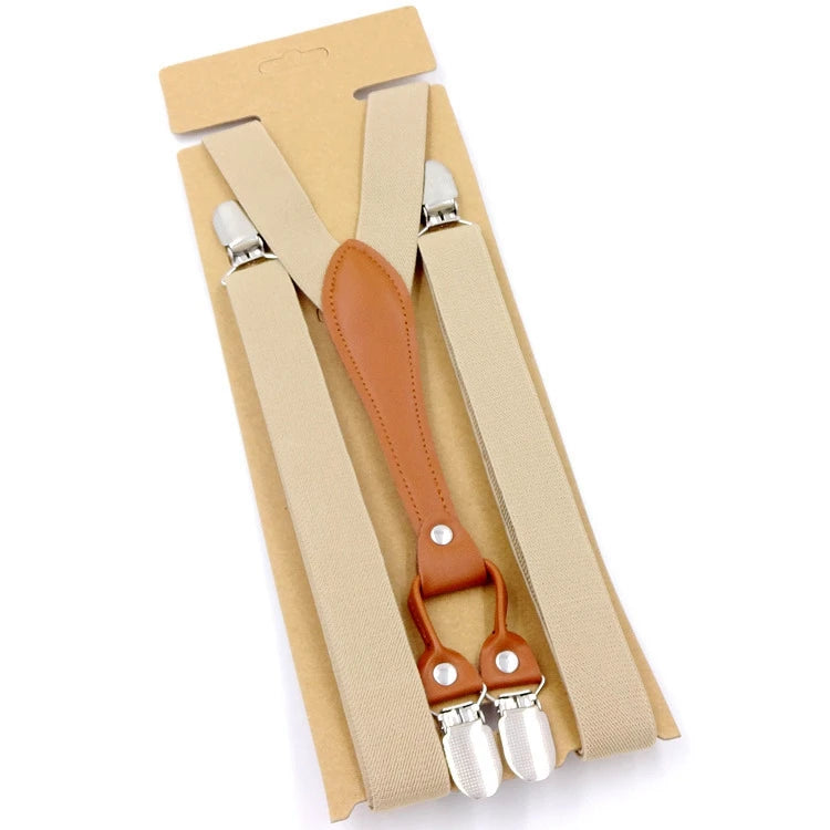 New Fashion Suspenders Men Women Adult Leather Trimmed End Y Back Adjustable Elastic Trouser Braces Strap Belt Wedding Party Qme Apricot China Mainland