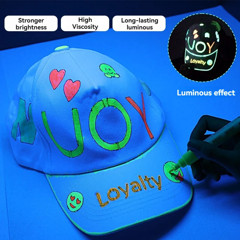 8 Colors Luminous Fluorescent Paint Marker Pen Waterproof Graffiti Pen Indoor Outdoor Decoration DIY Art Painting Supplies Qme
