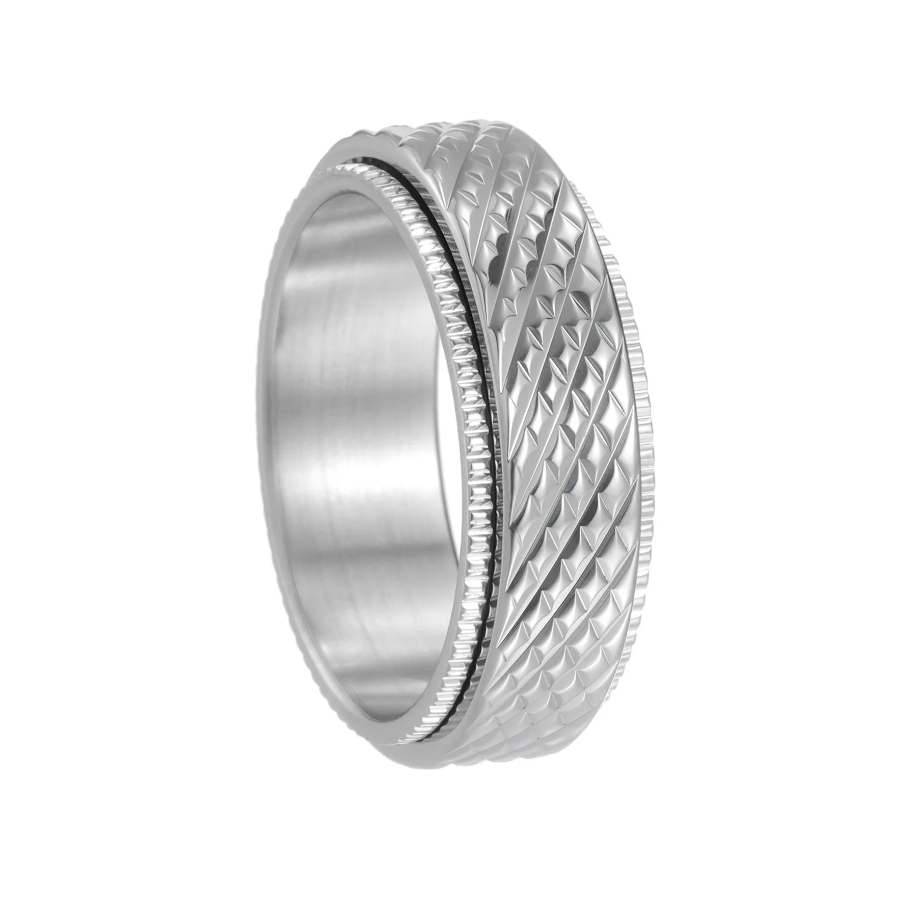 Hip Hop Anti Stress Anxiety Fidget Spinner Couple Rings For Lovers Rotating Stainless Steel Wedding Band Knuckle Ring Jewelry Qme 3 13