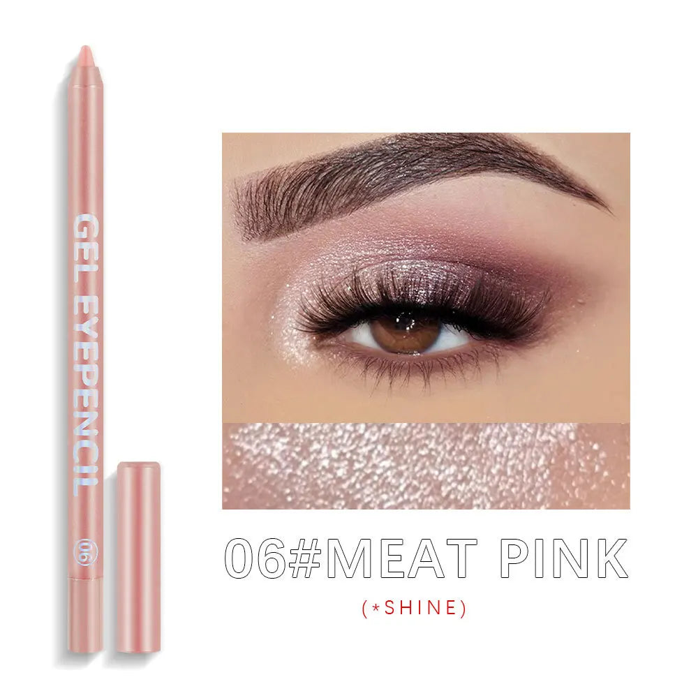 12 Color Matte Eyeliner Gel Pencil Soft Easy to Wear Colorful White Yellow Blue Pink Pearl Gloss Eye Liner Pen Cream Makeup Tool Qme 06