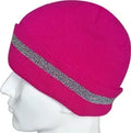 Casual Autumn Winter Warm Caps for Women and Men, Unisex Luminous Outdoor Cycling Ski Knitted Hats with Reflective Stripe Qme Rose
