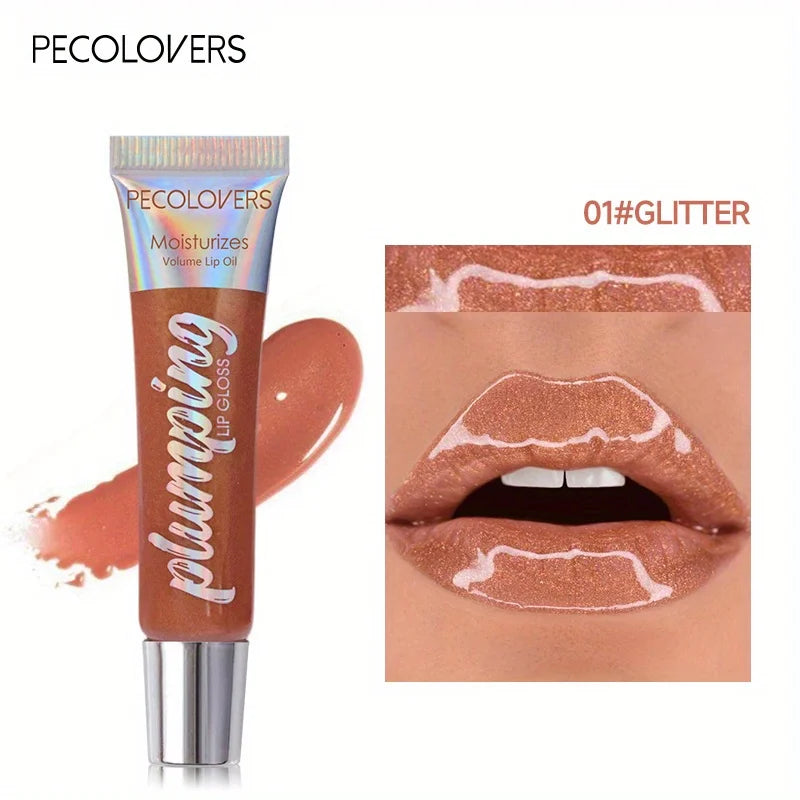 Shimmer Lip Oil Tinted For Fuller Lip Effect, Collagen Lip Gloss, Moisturizing Lip Care Extreme Volume Lip Essence Lips Enhancer Qme 01