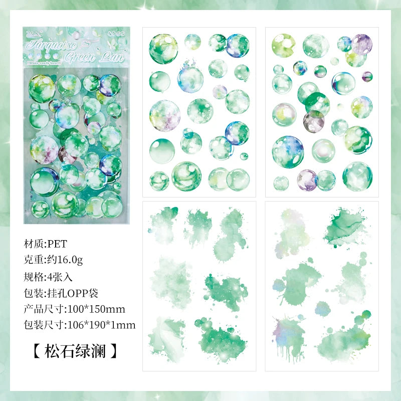 4 pcs Kawaii Stationery Sticker Bubble Sticker for Scrapbooking Supplies Junk Journal Materials DIY Collage Decorative Stickers Qme E