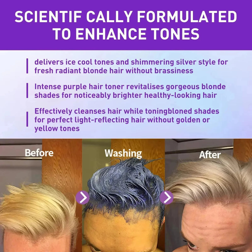 30ML Gray Color Fixing Hair Dye Shampoo Cover Gray Hair Fade Yellow After Bleach Hair Shampoo Non-irritating Purple Shampoo Qme