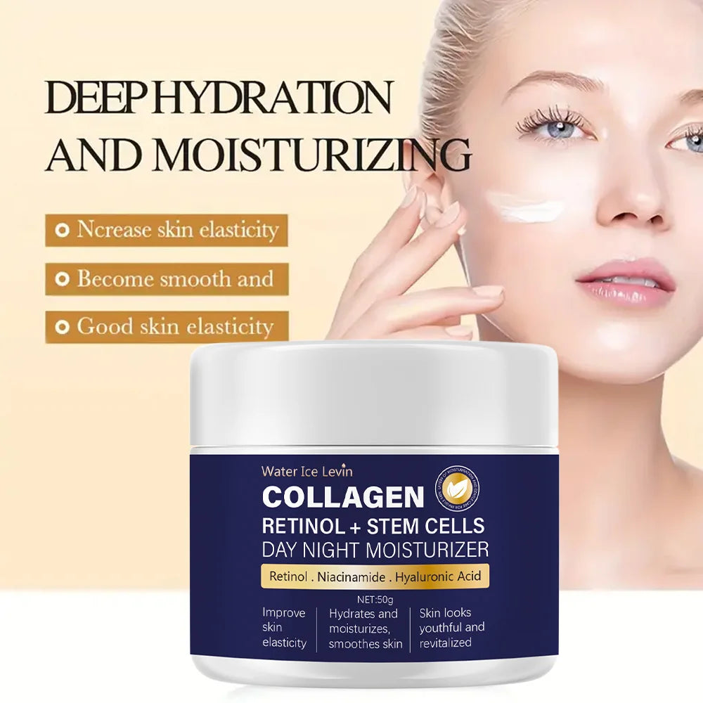 50g Collagen Cream for Face with Retinol and Hyaluronic Acid, Day Night Anti Aging Skincare Facial Moisturizer Qme